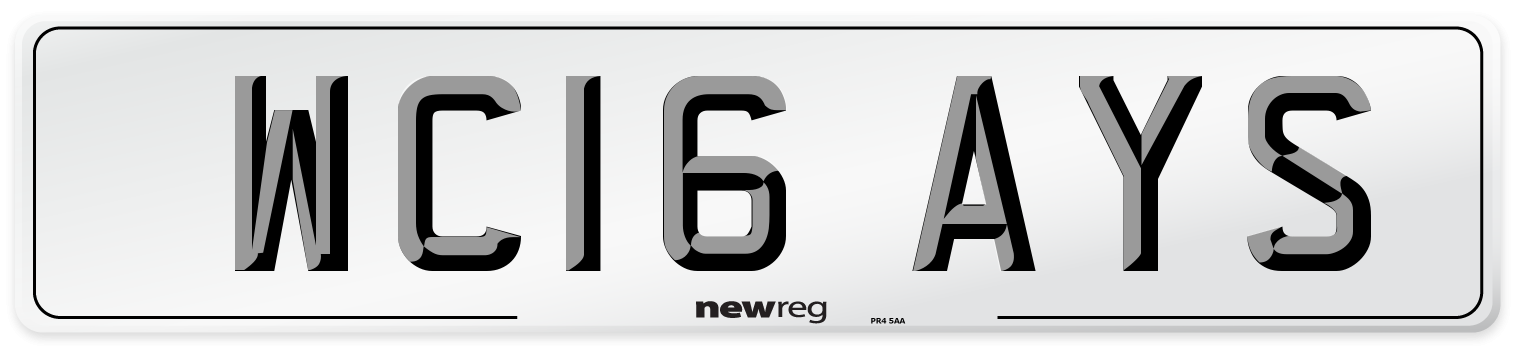 WC16 AYS Number Plate from New Reg